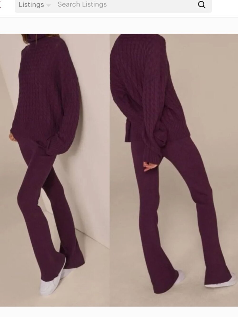 NWT Favorite Daughter Masha Rib Knit Flare Pants M Wool Blend Plum Purple $198